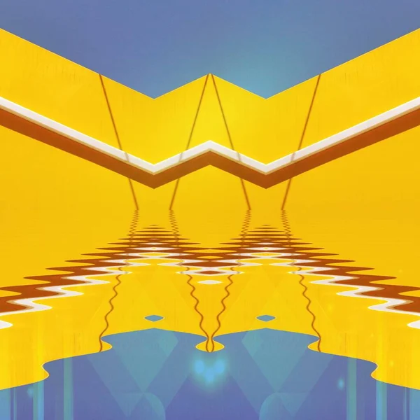 노란색 파란색 삼각형 모양을 삼각형 잔물결 효과와 창조적 삼각형 — 스톡 사진