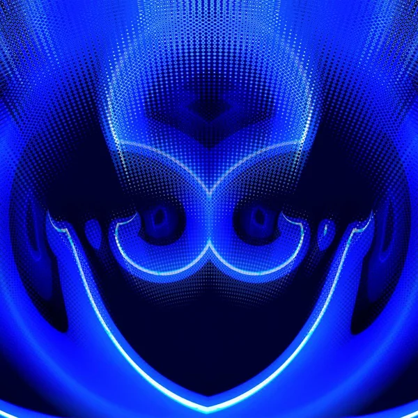 Shades Bright Neon Blue Indigo Colored Symmetric Intricate Abstract Patterns — Stock Photo, Image