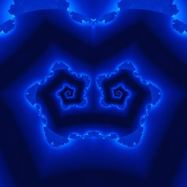 明亮的霓虹灯蓝色和深蓝色抽象图案的阴影及双螺旋图案的设计 — 图库照片