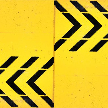 Çoklu siyah yönlü ok ve semboller canlı sarı desenli boyanmış duvar desenleri ve tasarımları