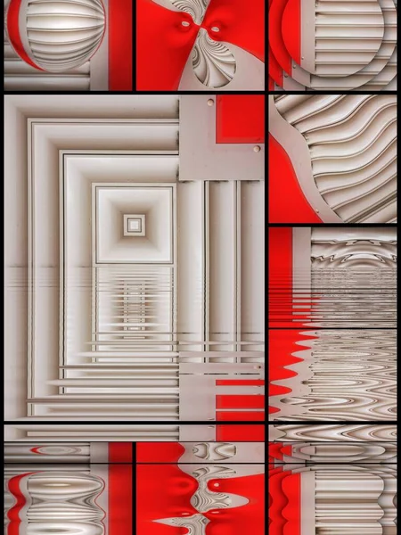 Kollektion Leuchtend Rot Weißer Geometrischer Formen Und Muster Durch Whirlpool — Stockfoto