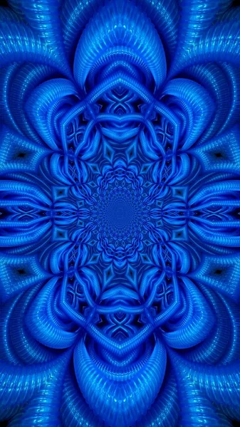 Νέον Μπλε Και Ζωντανό Indigo Χρωματιστά Περίπλοκα Συμμετρικά Αφηρημένα Σχήματα — Φωτογραφία Αρχείου