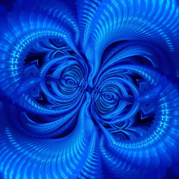 Neon Blue Vivid Indigo Colored Intricate Symmetric Abstract Patterns Shapes — Stock Photo, Image