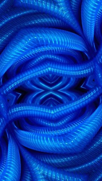 Neon Blu Vivido Indaco Colorato Intricati Modelli Simmetrici Astratti Forme — Foto Stock