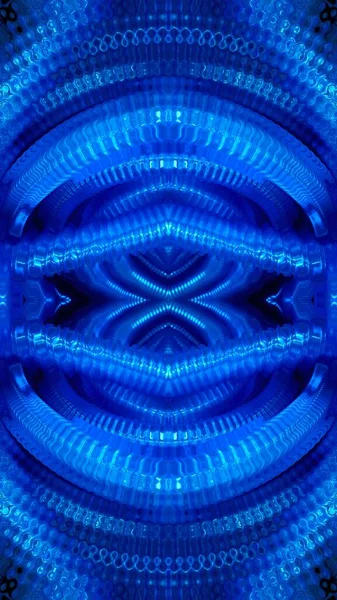 Neon Blue Vivid Indigo Colored Symmetric Abstract Patterns Shapes Design — Stock Photo, Image