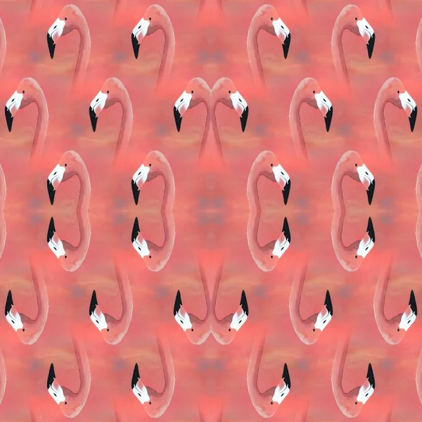 many bright European flamingo patterns contemporary art with pink background