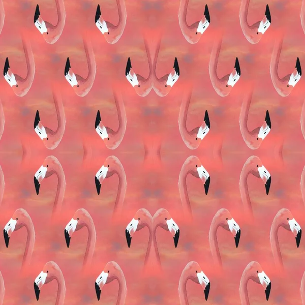 Many Bright European Flamingo Patterns Contemporary Art Pink Background — Stock Photo, Image