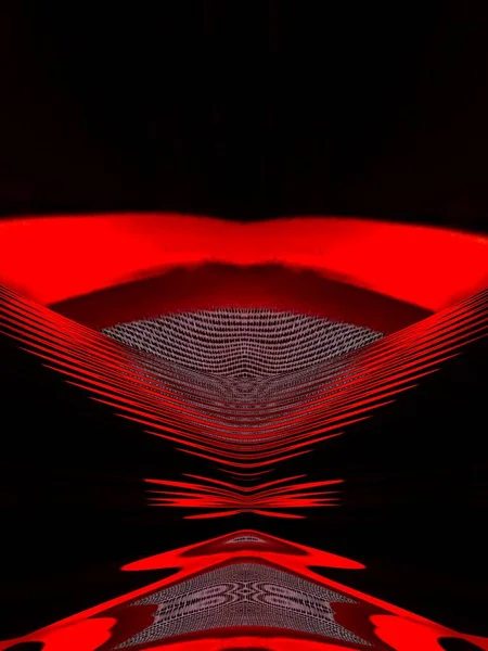 Яркие Красные Сито Модели Современные Изогнутые Узоры Дизайн Черном Фоне — стоковое фото
