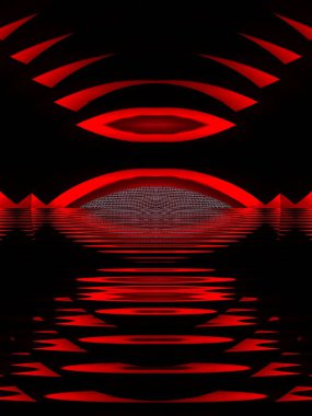 canlı kırmızı elek desenleri çağdaş eğri desenler ve siyah bir arkaplan üzerinde tasarım