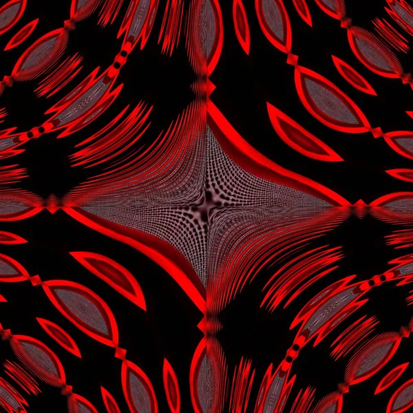 Żywe Czerwone Wzory Sita Współczesne Zakrzywione Wzory Wzornictwo Czarnym Tle — Zdjęcie stockowe