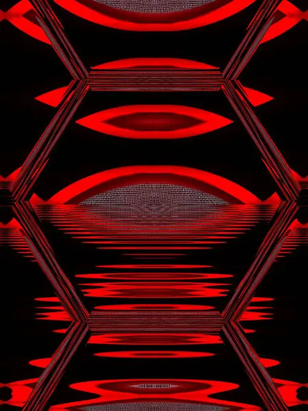 canlı kırmızı elek kalıpları çağdaş eğri altıgen mozaik etki kalıpları ve siyah arkaplan üzerindeki tasarım