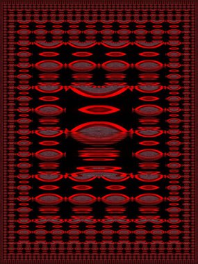 canlı kırmızı elek desenleri çağdaş eğimli sihirli halı boyutu azaltma biçimi ve siyah arkaplan üzerinde tasarım