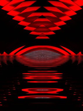canlı kırmızı elek desenleri çağdaş eşmerkezli geometrik desenler ve siyah bir arkaplan üzerinde tasarım