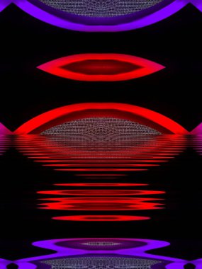 canlı kırmızı elek desenleri çağdaş eğri desenler ve tasarım su yansımasının siyah arkaplan dalgalanma etkisi üzerine