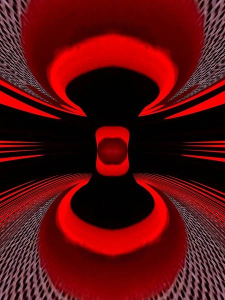 Яркие Красные Сито Модели Современных Изогнутых Тор Узоры Дизайн Черном — стоковое фото