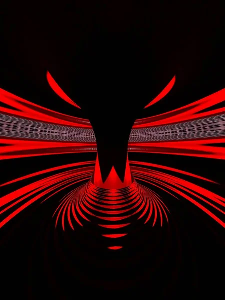Żywe Czerwone Wzory Sita Współczesne Zakrzywione Wzory Torus Projekt Czarnym — Zdjęcie stockowe
