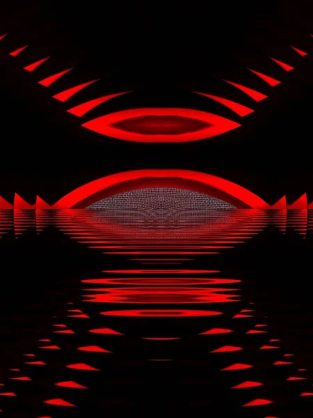 Яркие Красные Сито Модели Современные Изогнутые Узоры Дизайн Черном Фоне — стоковое фото