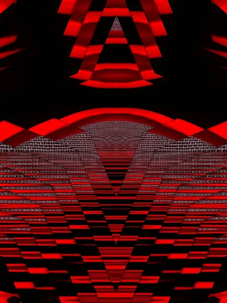 Canlı Kırmızı Elek Desenleri Çağdaş Eşmerkezli Geometrik Desenler Siyah Bir — Stok fotoğraf