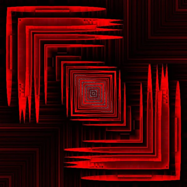 Kwadratowy Format Żywe Czerwone Wzory Sita Współczesne Zakrzywione Wzory Wzornictwo — Zdjęcie stockowe