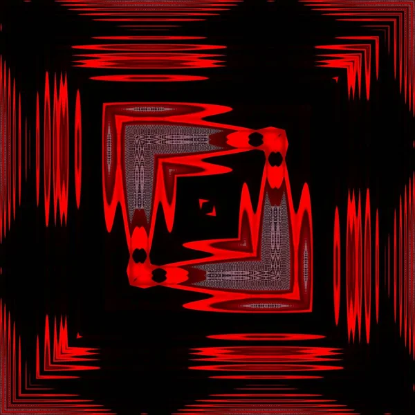 Яркие Красные Ситовые Узоры Современные Изогнутые Узоры Дизайн Черном Фоне — стоковое фото