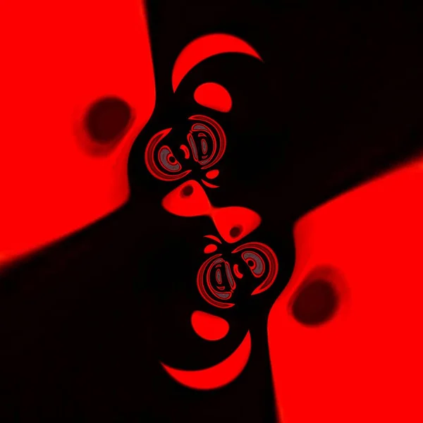 鮮やかな赤のふるいパターン現代的な湾曲したサイクロンスタイルのパターンと黒の背景にデザイン — ストック写真