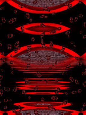 canlı kırmızı elek desenleri çağdaş eğri desenler ve siyah arkaplan ve yağmur damlası etkisi üzerine tasarım