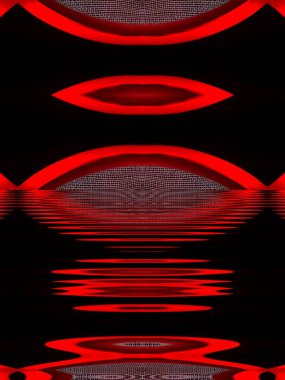 canlı kırmızı elek desenleri çağdaş eğri desenler ve siyah arkaplan dalgalanma etkisi üzerindeki tasarım su yansıması