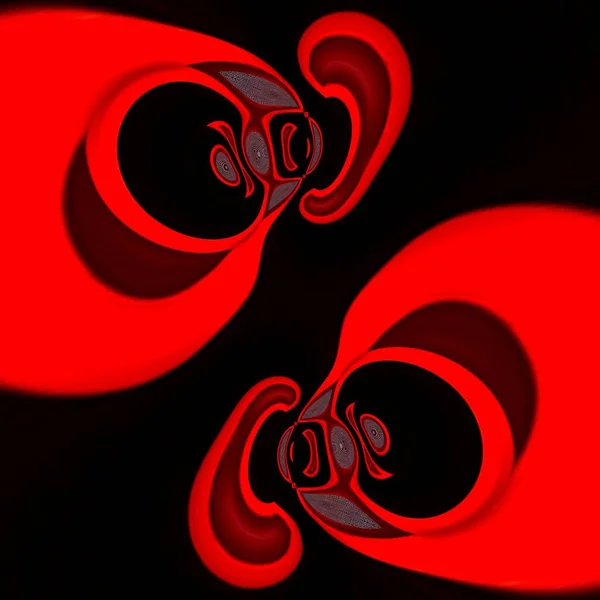 Яскраві Червоні Візерунки Сита Сучасні Вигнуті Циклонні Візерунки Дизайн Чорному — стокове фото