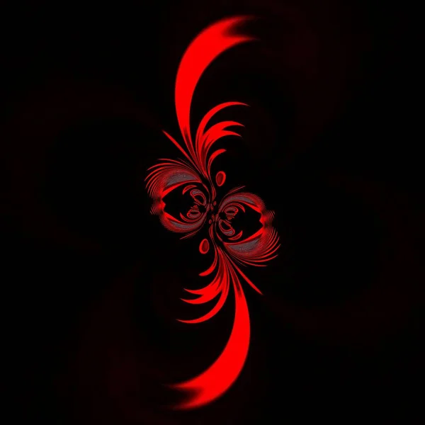 生动的红色筛子图案当代曲线气旋图案及黑色背景的设计 — 图库照片