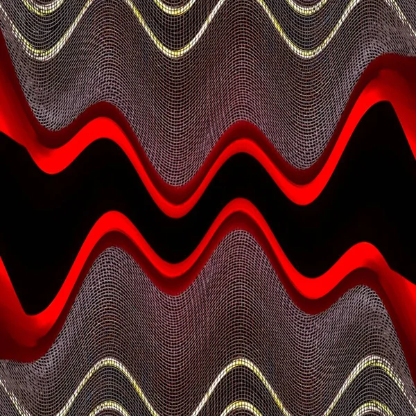 鮮やかな赤のふるいパターン現代的な曲線のパターンと黒の背景波状の効果のデザイン — ストック写真