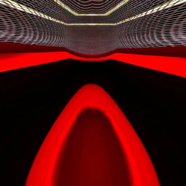 Яскраві Червоні Візерунки Сита Сучасні Вигнуті Візерунки Дизайн Чорному Тлі — стокове фото
