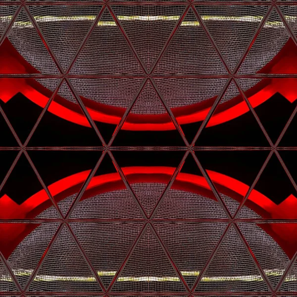Żywe Czerwone Wzory Sita Współczesne Zakrzywione Trójkątne Wzory Mozaiki Projekt — Zdjęcie stockowe
