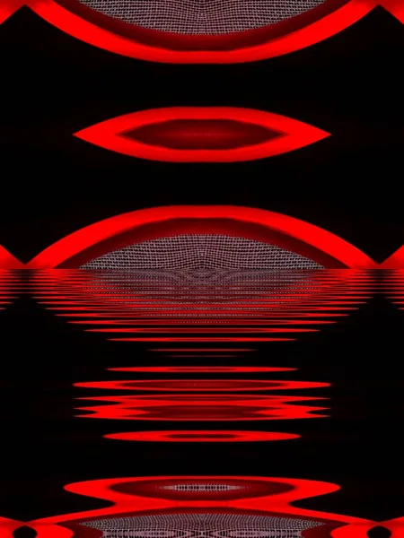 Яскраві Червоні Візерунки Сита Сучасні Вигнуті Візерунки Дизайн Чорному Фоні — стокове фото