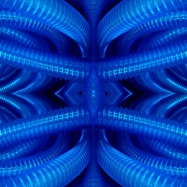 ロイヤルブルーのPvcプラスチックホースの背景は ユニークな抽象的なパターンと現代アートスタイルのデザインに反映されています — ストック写真