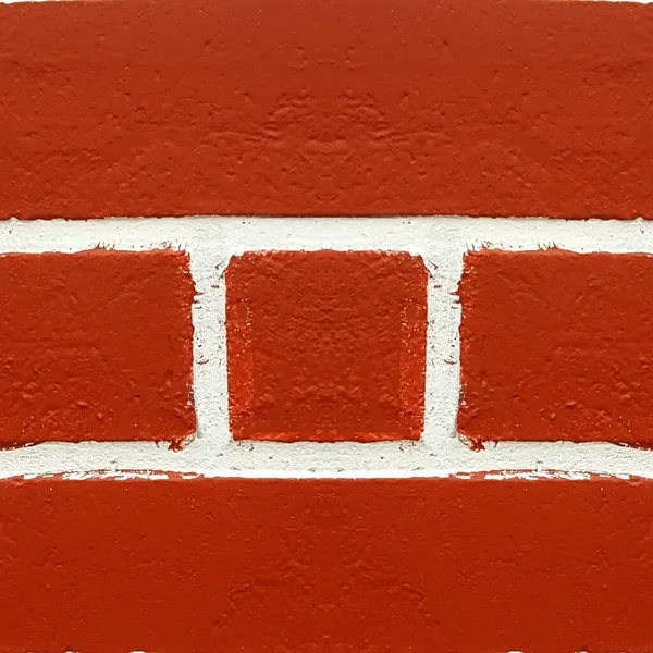 白いモルタルで設計された明るい赤のテラコッタ色のテクスチャレンガの壁は 強い長方形の幾何学的な形状とパターンを作る — ストック写真
