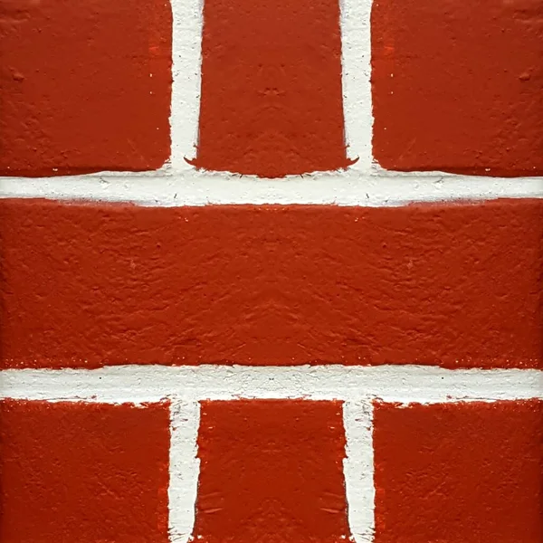Φωτεινό Κόκκινο Τερακότα Χρωματισμένο Υφή Τούβλο Τοίχο Σχεδιασμένο Λευκό Κονίαμα — Φωτογραφία Αρχείου
