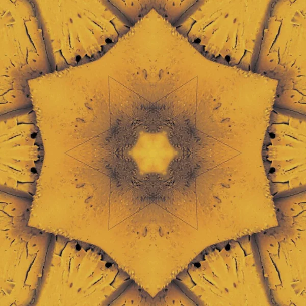 Шестиугольный Радиальный Дизайн Одного Ярко Желтого Окрашенного Огромного Промышленного Болта — стоковое фото