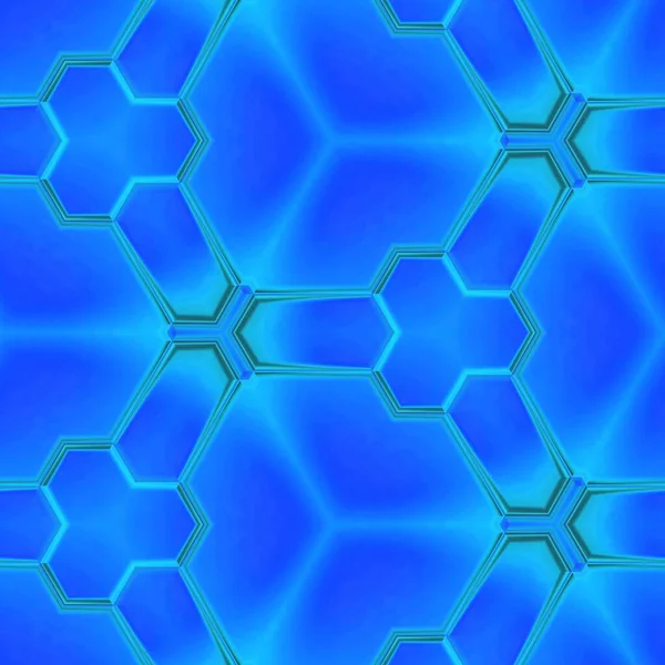 Azul Vivo Neón Con Capas Mosaico Hexagonales Luego Transformó Muchos — Foto de Stock