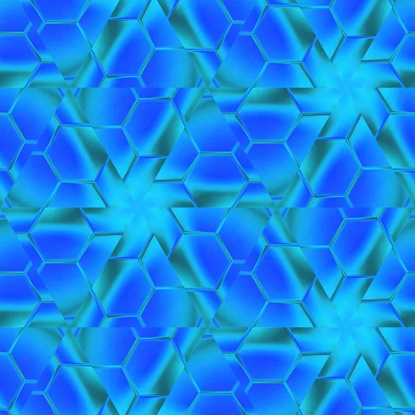 Żywy Neon Niebieski Heksagonalną Mozaiką Warstw Płytek Następnie Przekształcony Wiele — Zdjęcie stockowe
