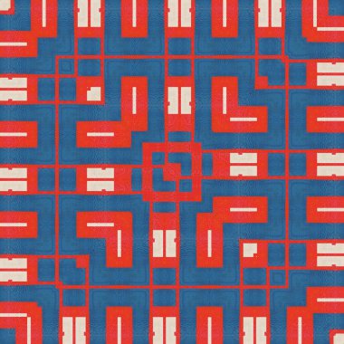 Kare biçiminde kırmızı dikdörtgen şekilli kraliyet mavi kutu tasarımı ve küçük beyaz çizgi geometrik desenleri