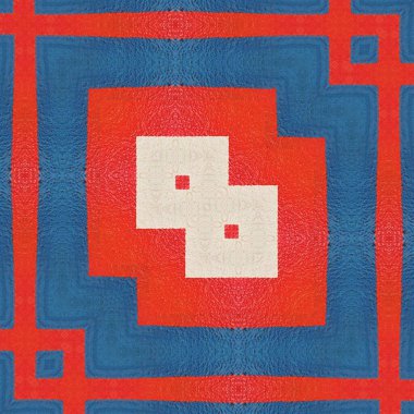 Kare biçiminde kırmızı dikdörtgen şekilli kraliyet mavi kutu tasarımı ve küçük beyaz çizgi geometrik desenleri