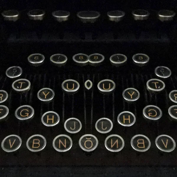 Vintage Mechanische Hand Typemachine Lettertoetsen Maken Abstracte Patronen Design — Stockfoto