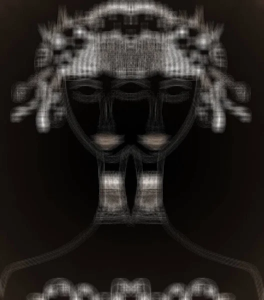 Белый Черном Негативе Чернильницы Голова Близнец Уверенной Себе Барышни Вытянутой — стоковое фото