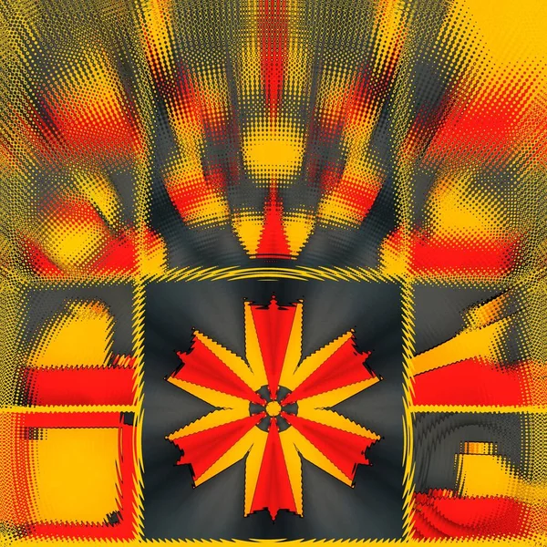 Żółty Czerwony Wzór Mozaiki Zmiany Projektu Przez Dwa Cztero Sześciokrotne — Zdjęcie stockowe