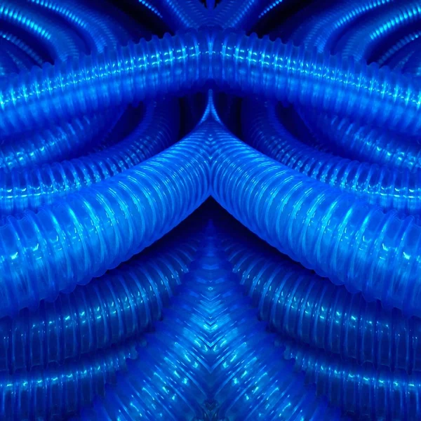 Vivido Brillante Tubo Plastica Blu Royal Pvc Trasformato Gamma Forme — Foto Stock