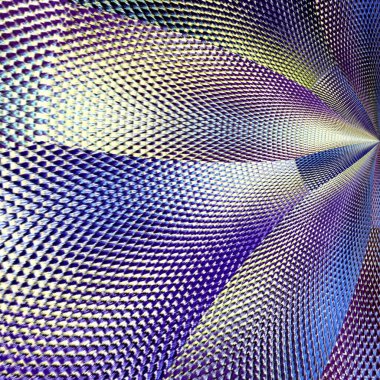 Parlak desenli metalik yüzey, disko ışığı efektleri kullanılarak çok karmaşık şekiller ve tasarımlar yaratmak için dönüştürüldü.