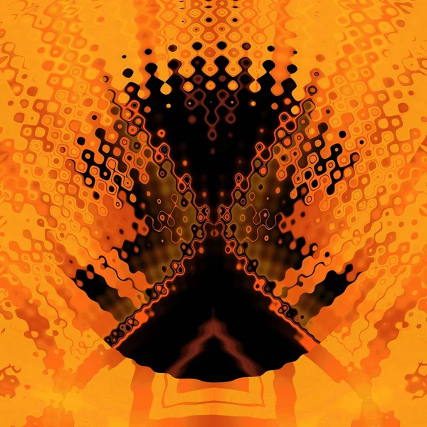 多様な幾何学形状とユニークなリップル効果パターンにイエローゴールド六角形のデザイン — ストック写真