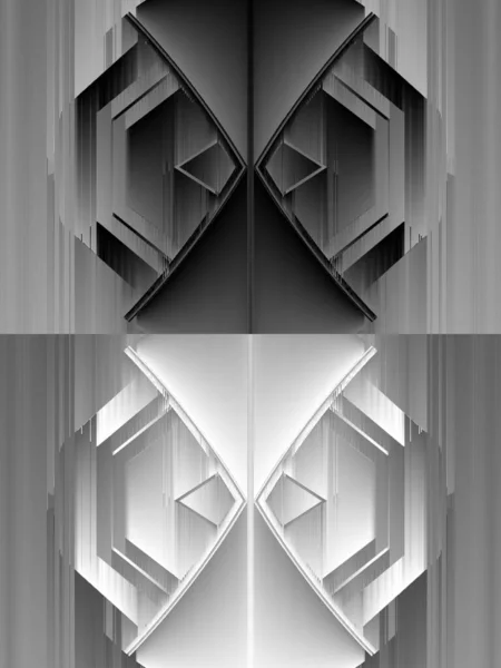 Монохромний Позитивний Негативний Шестикутний Дизайн Багатьох Різноманітних Складних Геометричних Формах — стокове фото