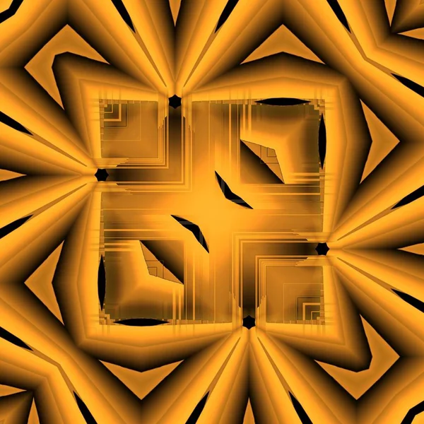 Helle Neongelb Goldene Spiralmuster Auf Schwarzem Hintergrund Die Viele Komplizierte — Stockfoto