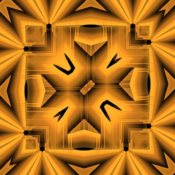 Brillanti Motivi Spirale Oro Giallo Neon Sfondo Nero Generando Molte — Foto Stock